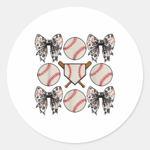 Baseball Team Coquette Bow for Women Girl Runder Aufkleber