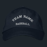 Baseball Team Name Navy Hat Bestickte Baseballkappe<br><div class="desc">Fügen Sie Ihren Namen zu diesem Baseball-Hat hinzu</div>