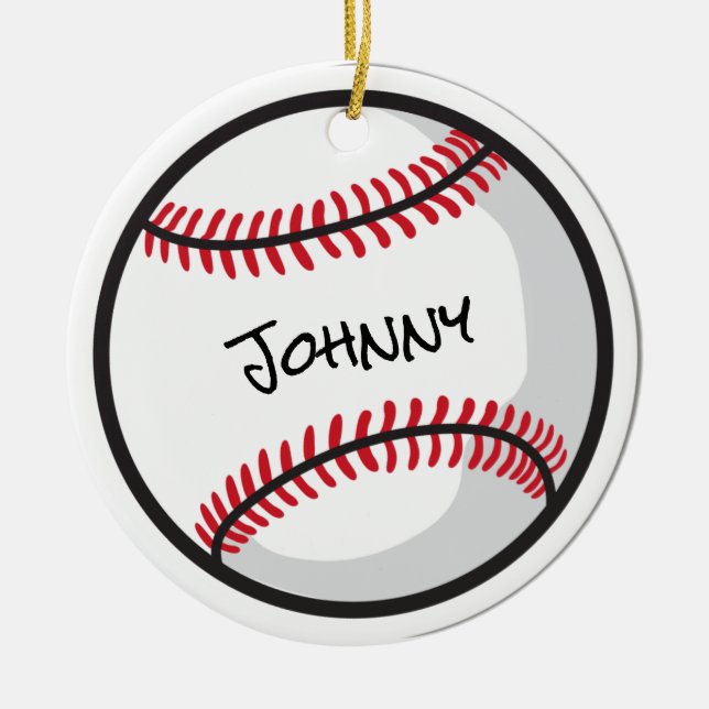 Baseball Team Personalisiert NAME White Red Black Keramik Ornament (Vorne)