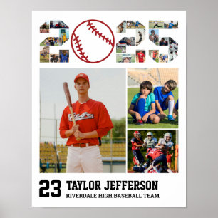 Baseball Team Senior 2025 Sportfoto Collage Poster
