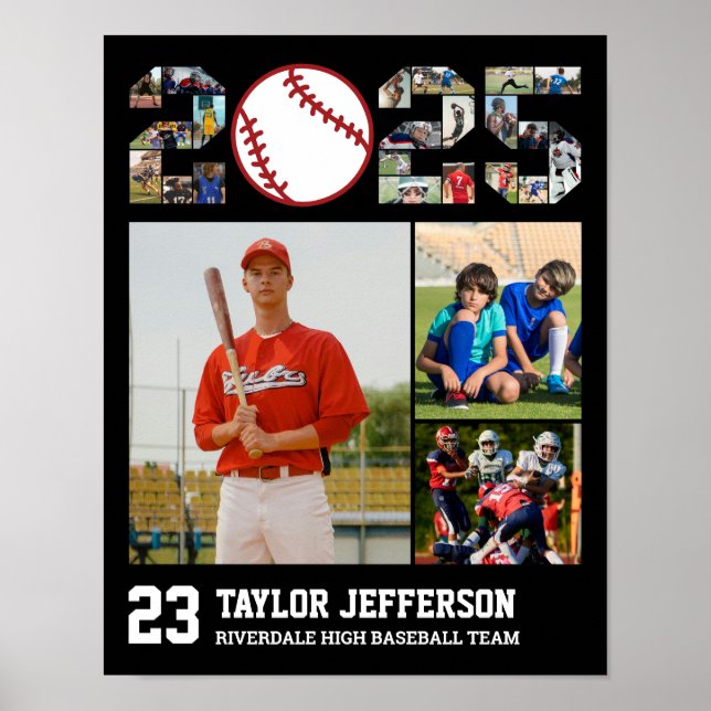 Baseball Team Senior Class of 2025 Foto Collage Poster (Vorne)