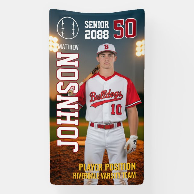 Baseball Team Senior Night Custom Player Photo Banner (Vertikal)