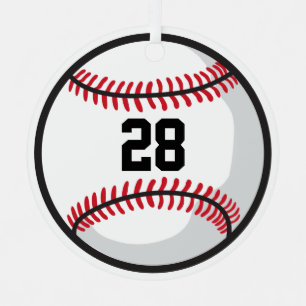 Baseball Team Spieler White Red Black Custom Fun Ornament Aus Metall