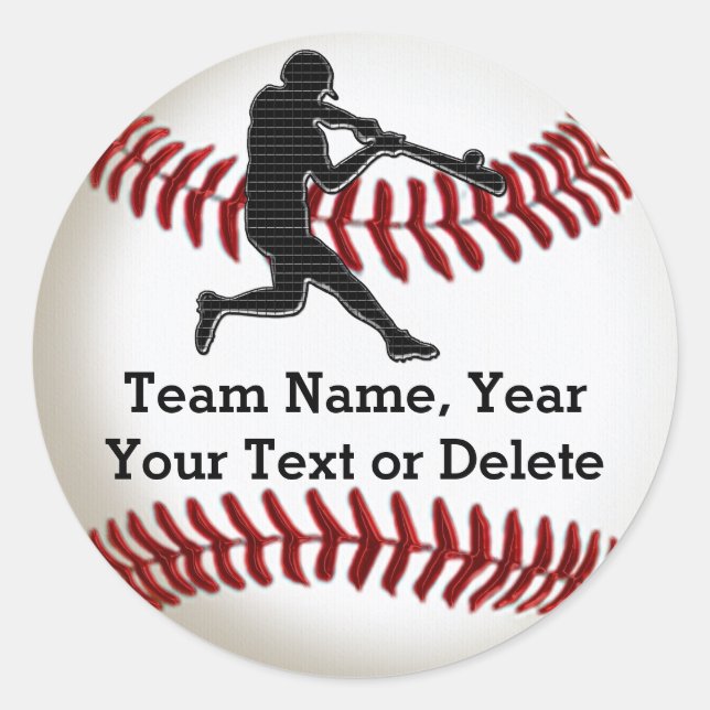 Baseball-Team-Sticker mit Ihrem Text oder Löschen Runder Aufkleber (Vorderseite)