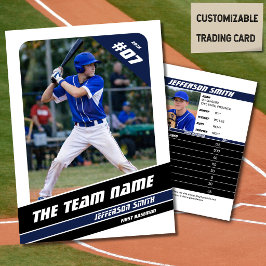 Baseball Team Trading Card Geschenk Blau Weiß Telefonnummerkarte