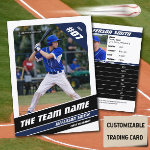 Baseball Team Trading Card Geschenk Blau Weiß Telefonnummerkarte