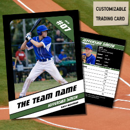 Baseball Team Trading Card Sport Geschenk Grün Telefonnummerkarte