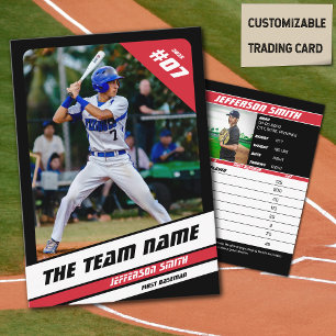 Baseball Team Trading Card Sport Geschenk Red Telefonnummerkarte
