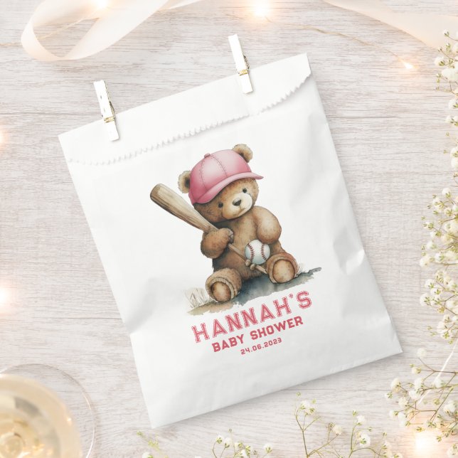 Baseball Teddy Bear Personalized Girl Baby Shower Geschenktütchen (Ausgeschnitten)