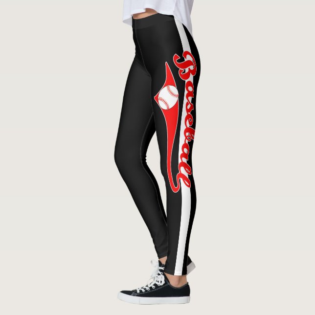 Baseball-Text mit Streifen und Kugeldruck-Leggings Leggings (Links)
