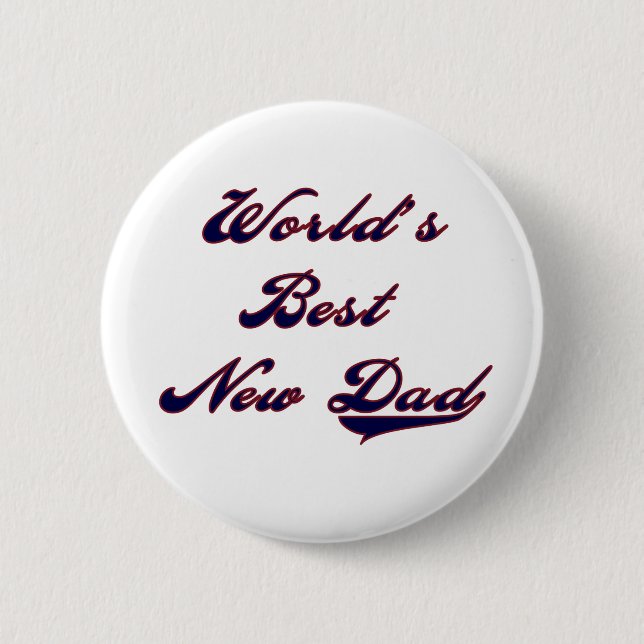 Baseball Text World's Best New Dad Button (Vorderseite)