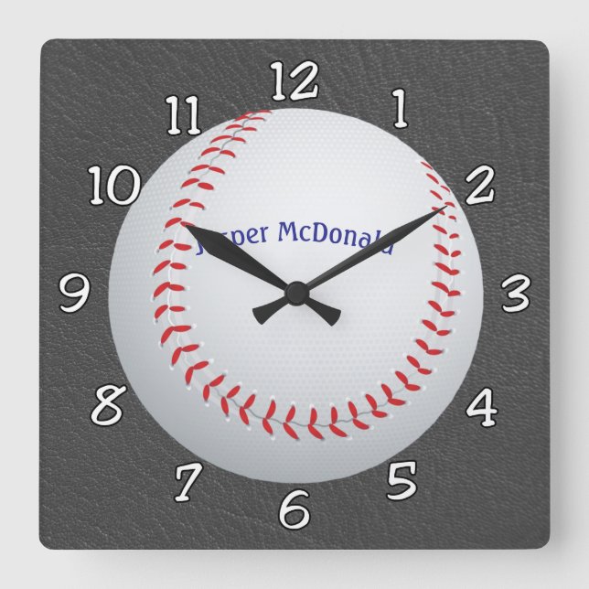 Baseball Textured Background Foto personalisieren Quadratische Wanduhr (Vorderseite)