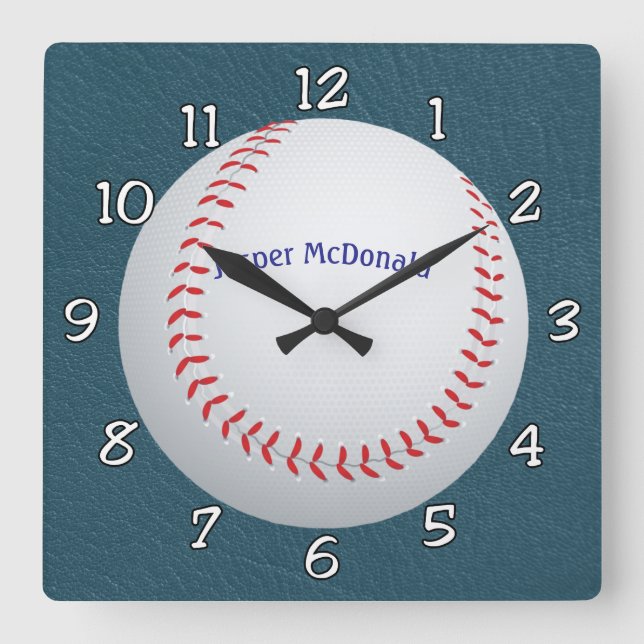 Baseball Textured Background Foto personalisieren Quadratische Wanduhr (Vorderseite)