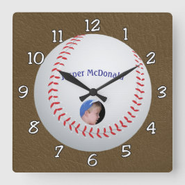Baseball Textured Background Foto personalisieren Quadratische Wanduhr