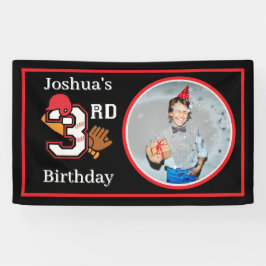 Baseball Thema 3. Geburtstag Foto Bat Ball Mitt Banner