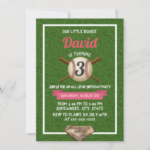Baseball-Thema All Star Geburtstagsparty Einladung