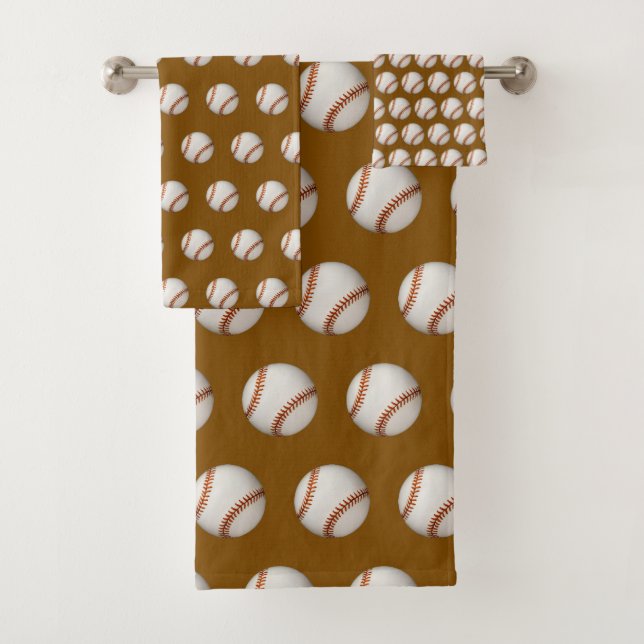 Baseball-Thema Braun Badhandtuch Set (Insitu)