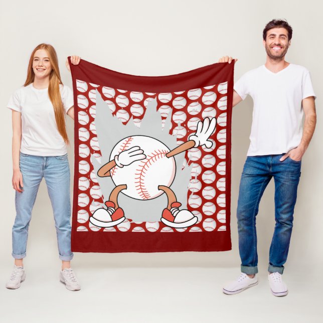 Baseball-Thema für Spieler auf Rot Fleecedecke (Beispiel)