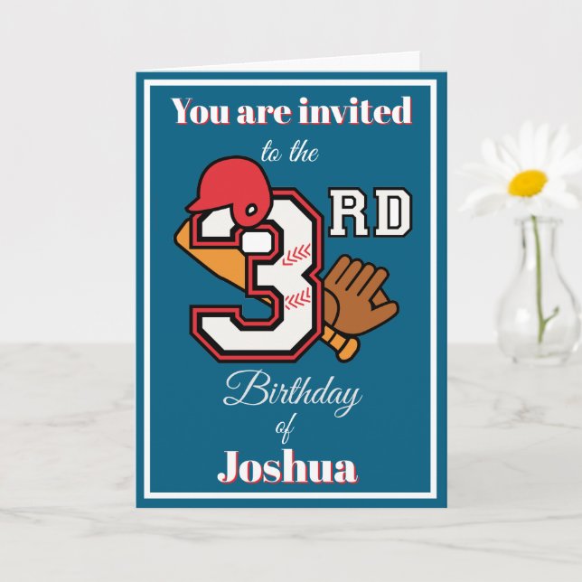 Baseball Thema Happy 3. Sport Geburtstag Einladung (Kleine Pflanze)