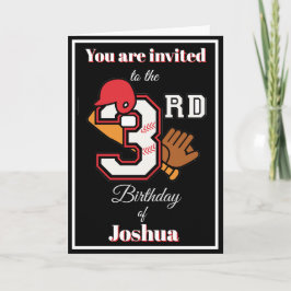 Baseball Thema Happy 3. Sport Geburtstag Einladung