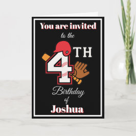 Baseball Thema Happy 4. Sport Geburtstagseinladung Karte