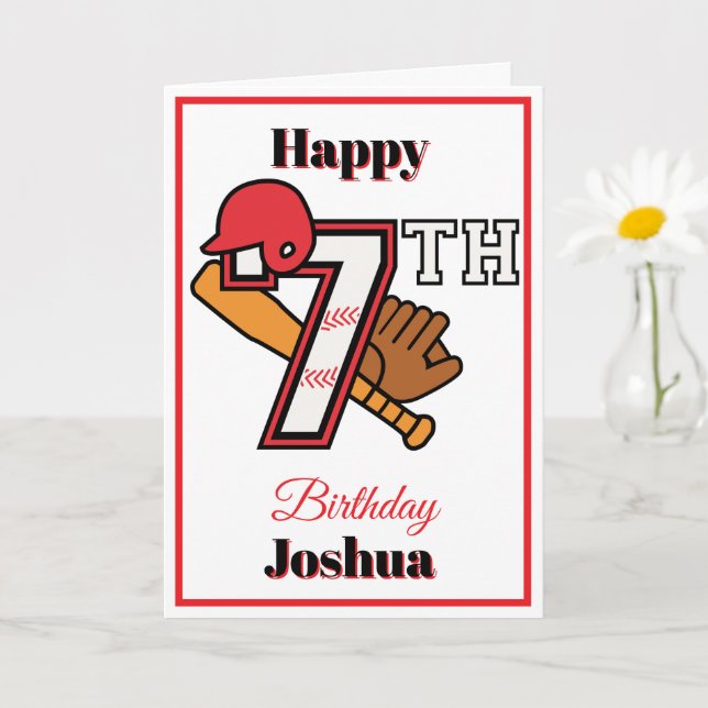Baseball Thema Happy 7. Sport Geburtstag Gruß Karte (Kleine Pflanze)