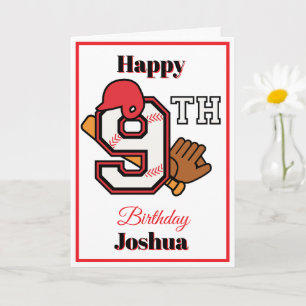 Baseball Thema Happy 9. Sport Geburtstag Gruß Karte