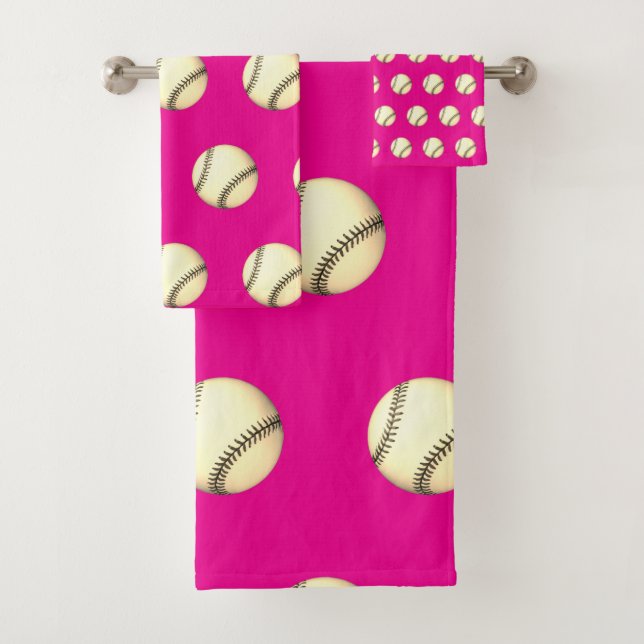 Baseball Thema Knallrosa Badhandtuch Set (Insitu)