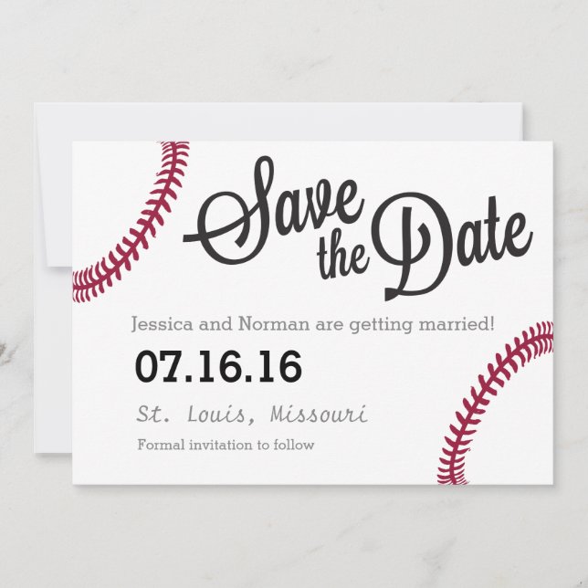 Baseball-Thema Save the Date (Vorderseite)