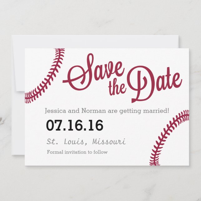 Baseball-Thema Save the Date (Vorderseite)