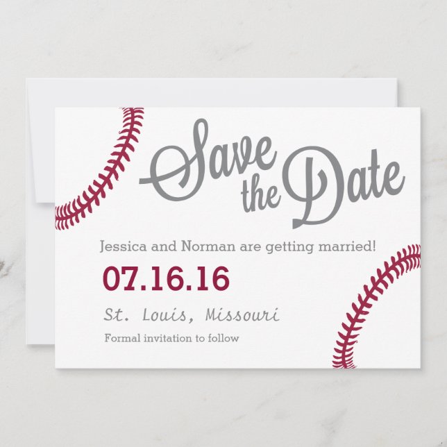 Baseball-Thema Save the Date Einladung (Vorderseite)