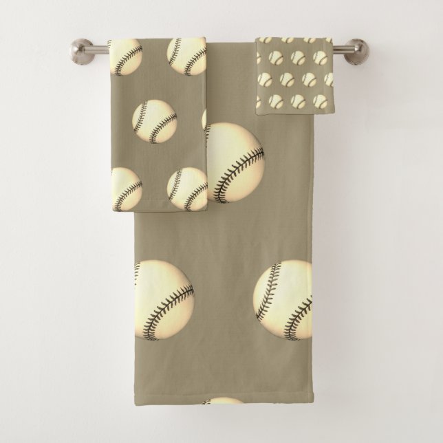 Baseball-Thema Taupe Badhandtuch Set (Insitu)