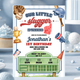 Baseball-Thema Unser kleiner Schläger wird ein Jah Einladung
