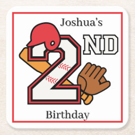 Baseball Theme 2. Geburtstag Bat Ball Mitt Rechteckiger Pappuntersetzer
