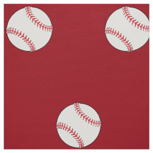 Baseball Theme Fabric Red BG HAMbyWG Stoff