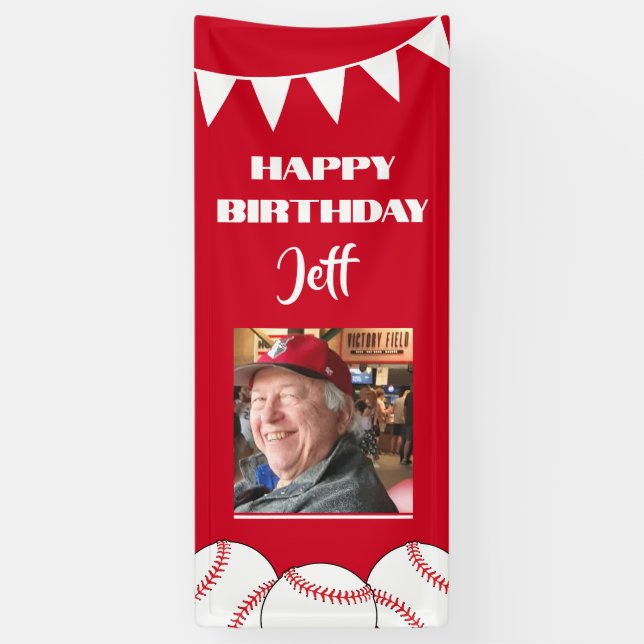 Baseball Theme Foto Geburtstag Hangbanner Banner (Vertikal)