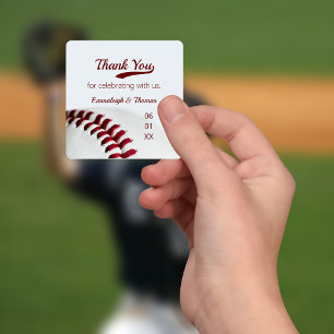 Baseball Theme Gastgeschenk Hochzeit Danke Quadratischer Aufkleber