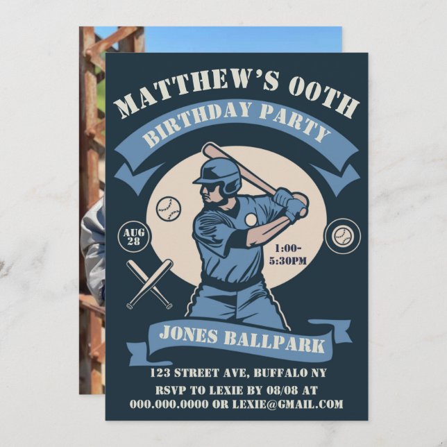 Baseball Theme Geburtstagsparty (Vorne/Hinten)