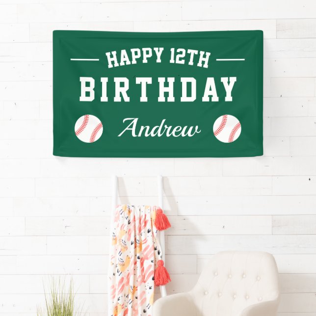 Baseball Theme Happy Birthday Party Brauch Banner (Insitu)