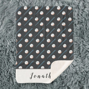 Baseball Theme Individuelle Name Blanket für einen Sherpadecke