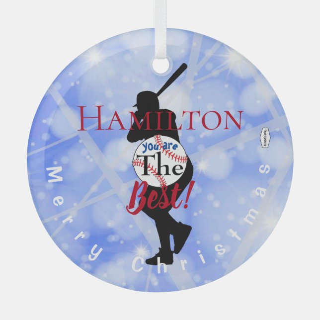 Baseball Theme Ornament HAMbWG Aus Glas (Vorderseite)