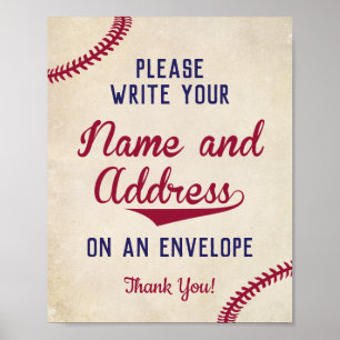 Baseball Theme Schreiben Sie Ihre Namensadresse au Poster