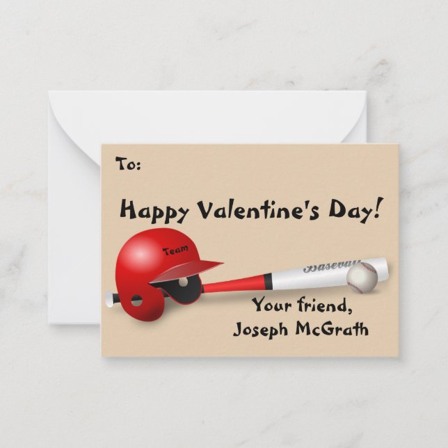 Baseball Theme Valentine Business Card Größe Mitteilungskarte (Vorderseite)