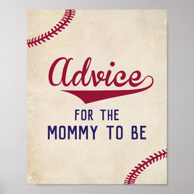 Baseball Themed Baby Duschberatung für Mommy Sign Poster (Vorne)