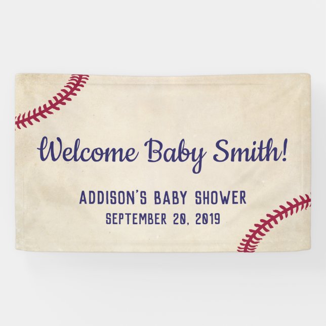 Baseball Themed Baby Dusche Banner Poster (Horizontal)