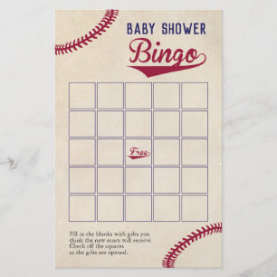 Baseball Themed Baby Dusche Bingo Spiel Flyer