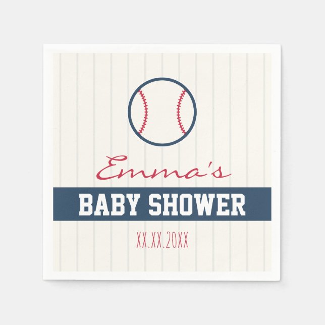 Baseball Themed Baby Dusche Napkins Serviette (Vorderseite)