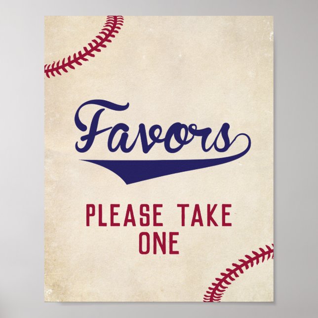 Baseball Themed Baby Duschfavoriten ein Zeichen ne Poster (Vorne)