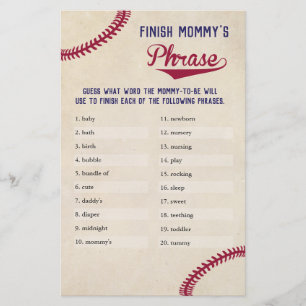 Baseball Themed Baby Shower beenden Mommy's Satz Flyer