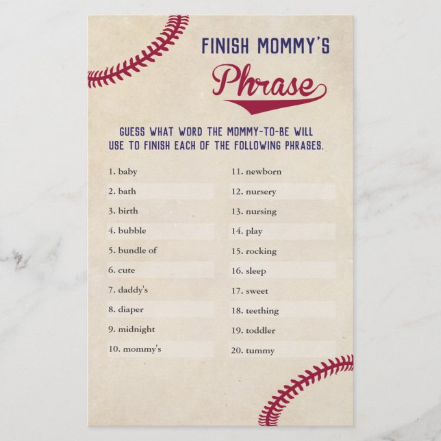 Baseball Themed Baby Shower beenden Mommy's Satz Flyer (Vorne)